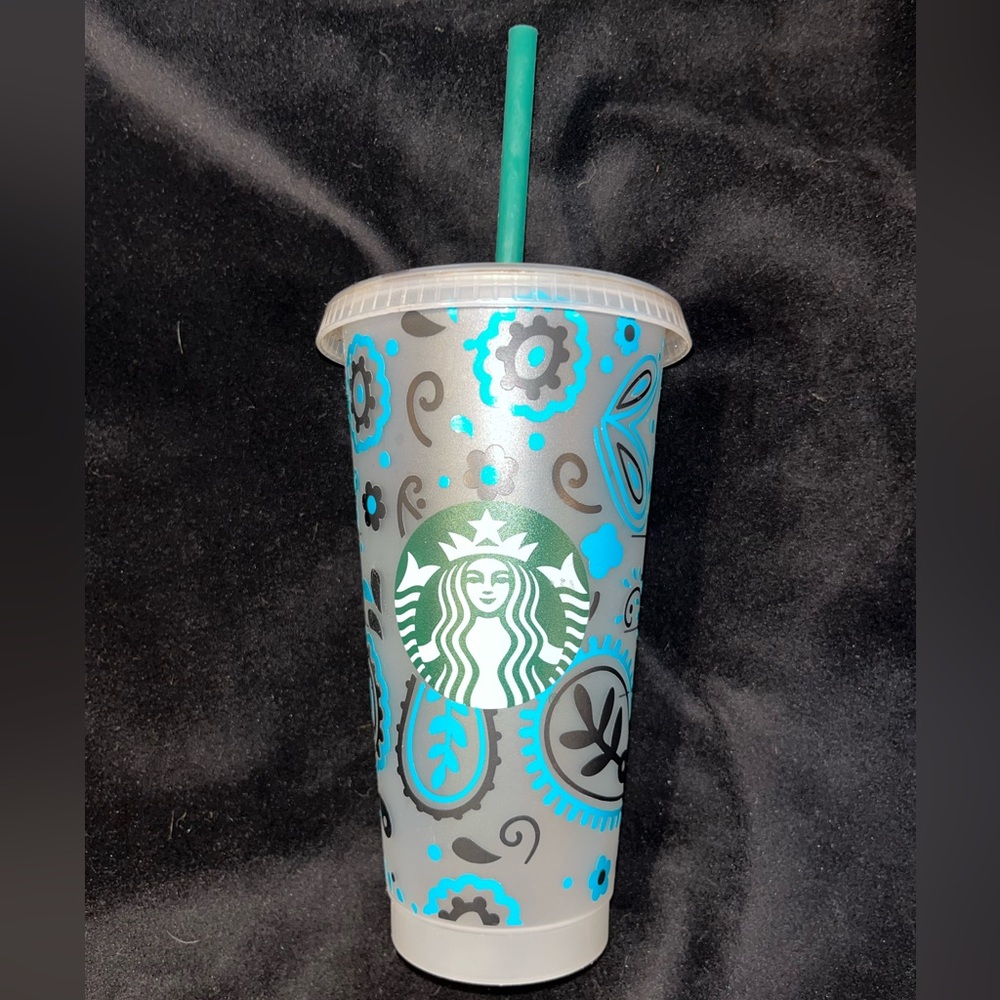 Large Starbucks Teal Paisley Cup